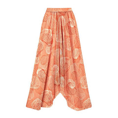 Coral Seashell Print Long Sleeve Swimsuit with Matching Harem Sarong