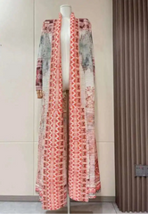 Tribal Print Long Pleated Kimono