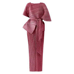 Asymmetric Pleated Kaftan Dress