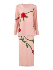 New Long Sleeve Top & Pleated Midi Skirt