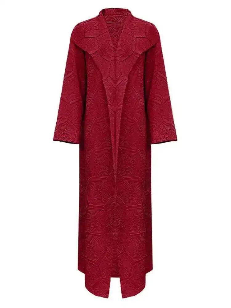 Elegant Textured Maxi Coatdress