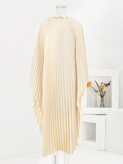 Burgundy Accordion Pleated Kaftan Dress