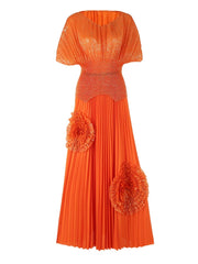 Radiant Red Pleated Gown