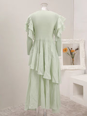 Soft Sage Green Ruffle Tiered Maxi Dress