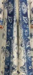Vintage Indigo Porcelain Print Maxi Coat Dress