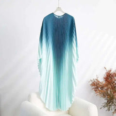 Elegant Olive Ombre Pleated Maxi Dress