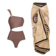 Scarlet Radiance One-Shoulder Cutout Swimsuit