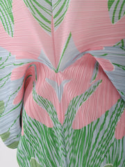 Abstract Floral Pleated Kimono Maxi Dress