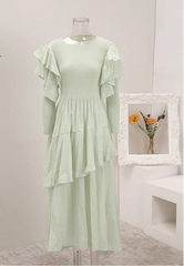 Soft Sage Green Ruffle Tiered Maxi Dress