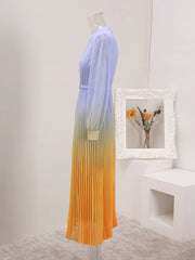 Elegant Ombre Pleated Maxi Dress