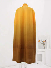 Golden Sunset Ombre Pleated Maxi Kaftan Dress