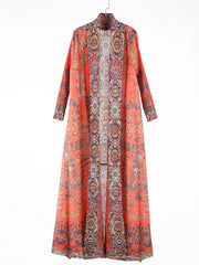 Geometric Mosaic Belted Maxi Dress