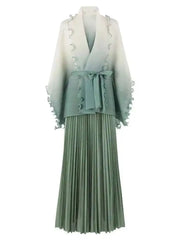 Ombre Pleated Maxi Dress