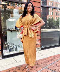 Asymmetric Pleated Kaftan Dress