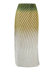 Iridescent Ombre Pleated Midi Skirt
