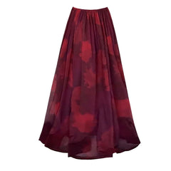 Sangria Sunset Halter Swimsuit with Flowing Maxi