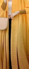 Golden Sunset Ombre Pleated Maxi Kaftan Dress