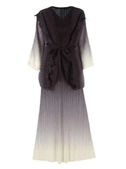 Pink to Ivory Ombre Pleated Maxi Dress