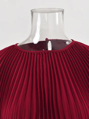 Burgundy Accordion Pleated Kaftan Dress