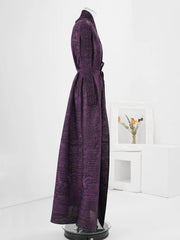 Elegant Plum Textured Long Wrap Dress