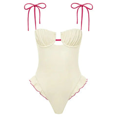 Tropical Bloom Ruffled One-Piece Swimsuit