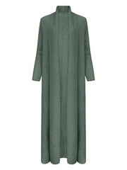Long Open-Front Knit Cardigan
