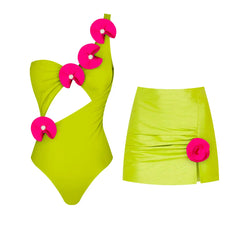 Unique Three-Dimensional Floral Swimsuit