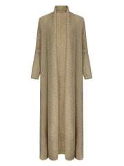 Long Open-Front Knit Cardigan