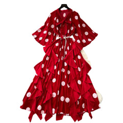 Vintage-Inspired Yellow Polka Dot Ruffle Maxi Dress
