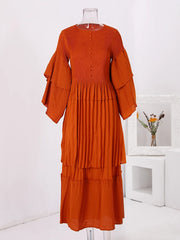 Emerald Pleated Tiered Maxi Dress