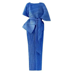 Minimalist Grey Pleated Maxi Dress