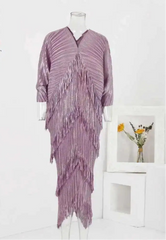 Shimmering Mauve Layered Fringe Dress