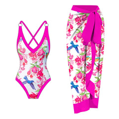 Vibrant Jungle Leaf Design Swimsuit