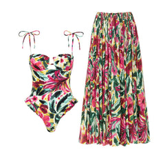Tropical Bloom Ruffled One-Piece Swimsuit