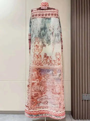 Tribal Print Long Pleated Kimono