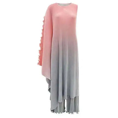 Ocean Gradient Asymmetrical Drape Pleated Maxi Dress
