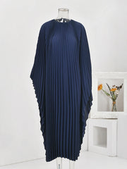 Burgundy Accordion Pleated Kaftan Dress