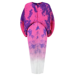 Abstract Ombre Pleated Kaftan Dress