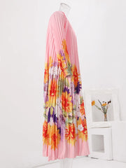 Blush Bloom Pleated Maxi Dress