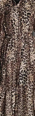 Chic Leopard Print Sheer Button-Down Midi Dress