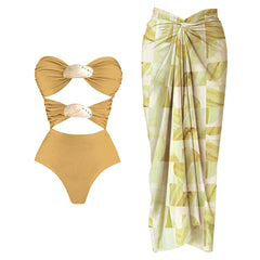 Golden Shell Cut-Out One-Piece Swimsuit