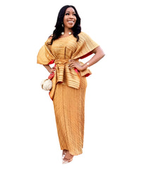 Asymmetric Pleated Kaftan Dress