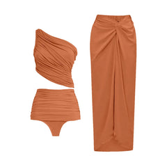 Riviera Fuchsia Asymmetrical Swimsuit with Ruched Detail and Twist Wrap