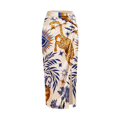 Wildflower and Feline Motif Two-Piece Outfit