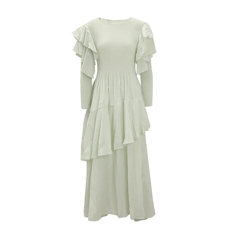 Soft Sage Green Ruffle Tiered Maxi Dress