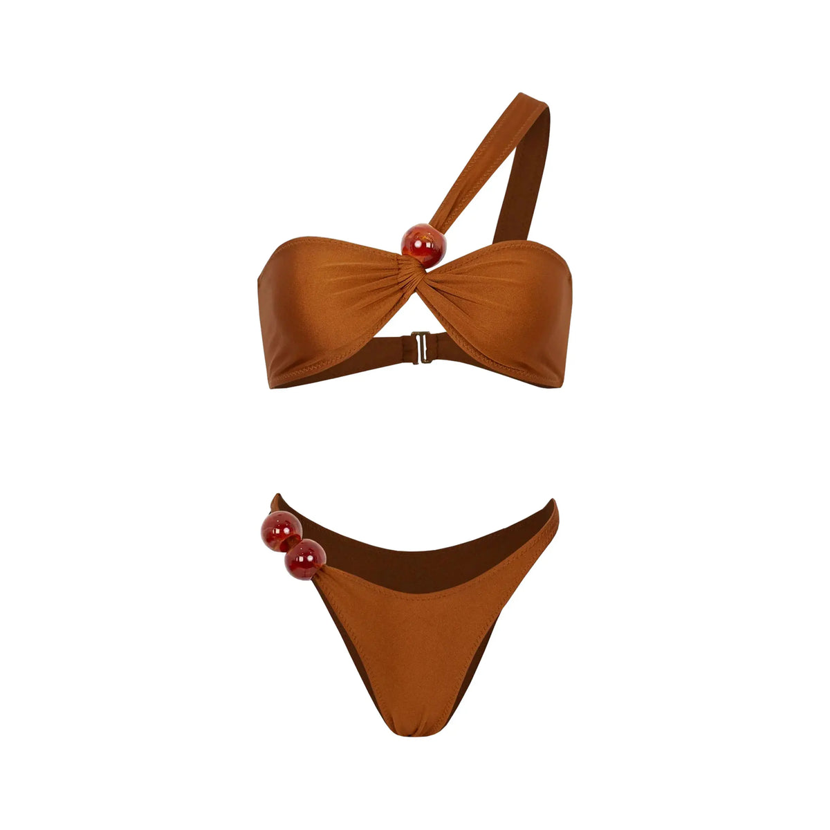 Modern One-Shoulder Swimsuit with Accent Beads