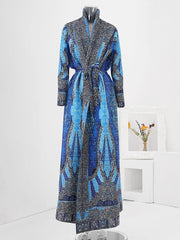 Royal Blue Baroque Print Maxi Wrap Dress
