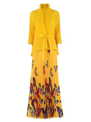 Colorful Butterfly Print and Waist Tie Dress