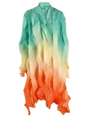Tropical Ombre Pleated Mid-length Cardigan
