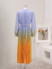 Elegant Ombre Pleated Maxi Dress